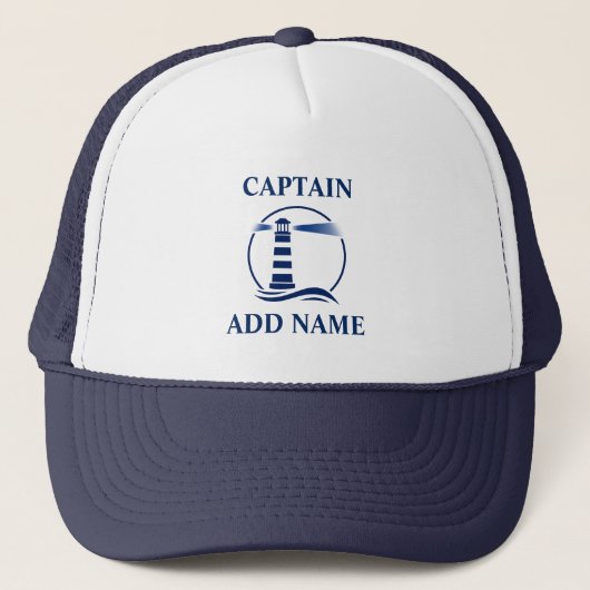 Captain & Ihr Name Nautical Lighthouse Truckerkappe (Vorderseite)