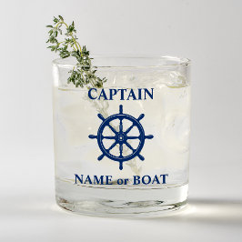 Captain, Ihr Name oder Boot Nautical Helm Wheel Na Whiskyglas