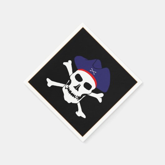 Captain Jack & Pirate, Piratenflagge /Schatz Serviette (Ecke)