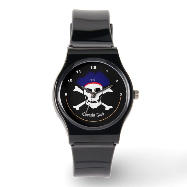 Captain Jack, Pirates Flag watch, Skull /boot Armbanduhr (Vorderseite)