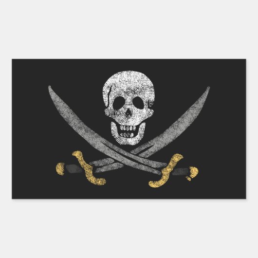 Captain Jack Rackhams Piratenflagge Pirate Flag Rechteckiger Aufkleber (Vorderseite)