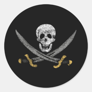 Captain Jack Rackhams Piratenflagge Pirate Flag Runder Aufkleber