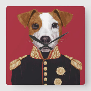 Captain Jack Russell Quadratische Wanduhr
