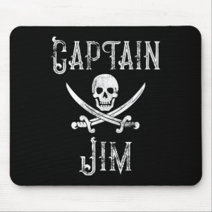 Captain Jim Vintag Personalisiert Pirate Skull Boa Mousepad