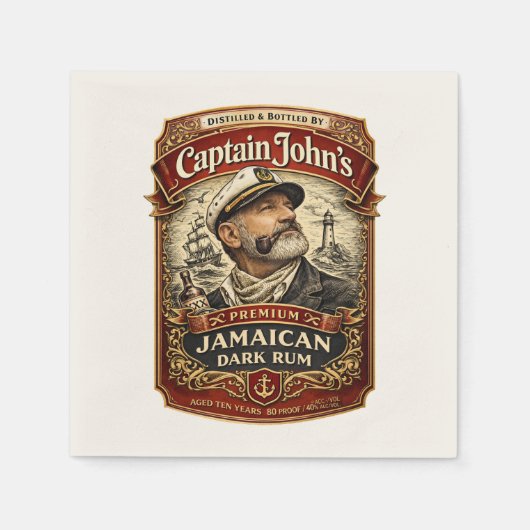Captain John's Premium Jamaikanischer Rum Trink Se Serviette (Vorderseite)