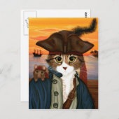 Captain Leo, Pirate Cat & Rat Fantasy Art Postcard Postkarte (Vorne/Hinten)