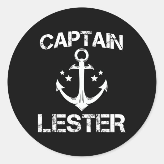 Captain Lester Funny Birthday Personalisiert Name Runder Aufkleber (Vorderseite)