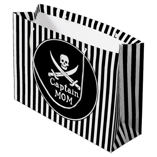Captain Mama Große Geschenktüte (Rückseite Schrägansicht)