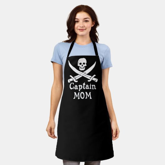 Captain Mama - klassische All-over-Print-Schürze Schürze (Getragen)