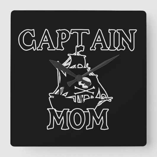 Captain Mama Quadratische Wanduhr (Vorderseite)