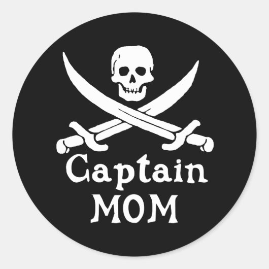 Captain Mama Runder Aufkleber (Vorderseite)