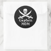 Captain Mama Runder Aufkleber (Tasche)