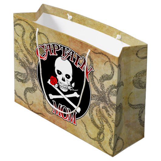 Captain Mama - Von den Deep begeistert Große Geschenktüte (Rückseite Schrägansicht)