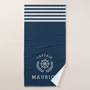 CAPTAIN, Marineblau Badehandtuch