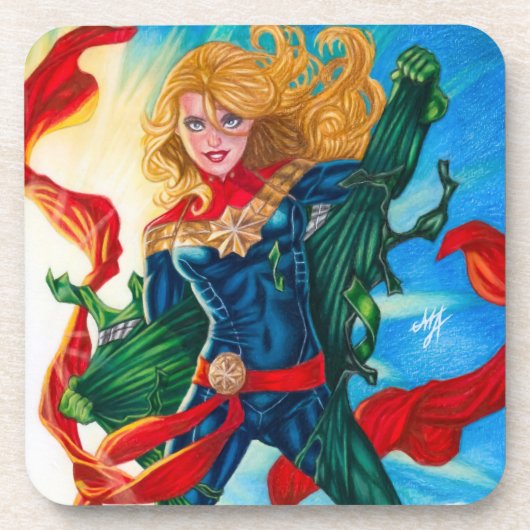 Captain Marvel ~ Carol Danvers Getränkeuntersetzer (Vorderseite)