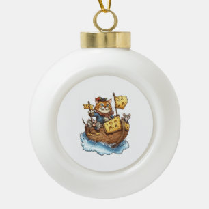 Captain Meowbeard – Lustige Piratenkatze Grafik Keramik Kugel-Ornament