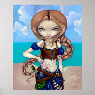 Captain Molly Morgan Art Print - Pirate Girl Poster
