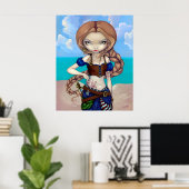 Captain Molly Morgan Art Print - Pirate Girl Poster (Heimbüro)