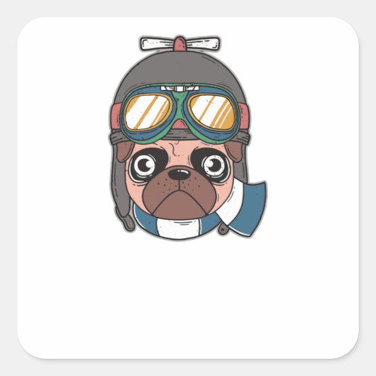Captain Mops Quadratischer Aufkleber (Vorderseite)