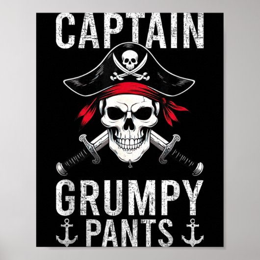 Captain Mpy Pants Rate Humor Skull Graphic  Poster (Vorne)