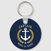 Captain Name Anchor Gold Laurel Foto Back Blue