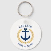 Captain Name Anchor Gold Laurel Foto Back White Schlüsselanhänger (Vorderseite)