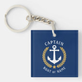 Captain Name Anchor Gold Laurel Picture Back Navy Schlüsselanhänger (Vorderseite)