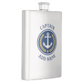 Captain Name Anchor Gold Style Laurel Stainless Flachmann (Rechts)
