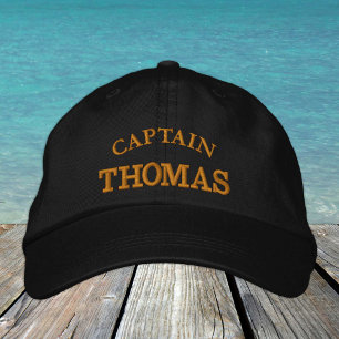 CAPTAIN "Name" bestickt mit Baseballkappe / Gold Bestickte Baseballkappe