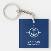 Captain Name Boat Compass Anchor Foto Back Navy