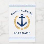 Captain Name Boot Name Nautical Anchor Gold Laurel Lebensmitteletikett (Einzelnes Label)