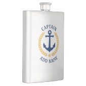 Captain Name Nautical Anchor Gold Style Laurel Flachmann (Rechts)