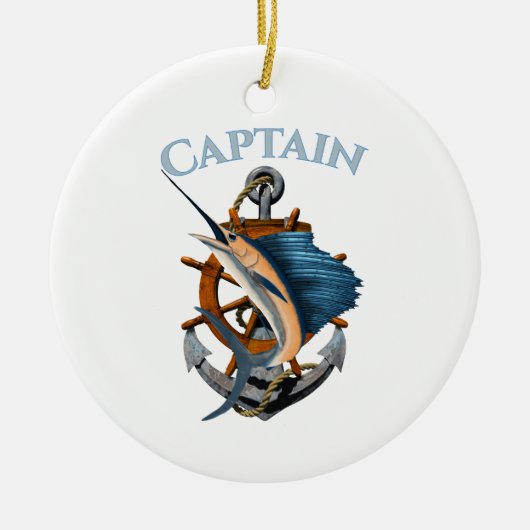 Captain Nautical Anchor Tiefseefischerei Keramik Ornament (Vorne)