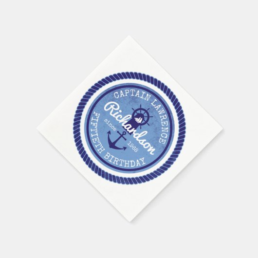 Captain Nautical Rope Anchor Helm zum 50. Geburtst Serviette (Ecke)