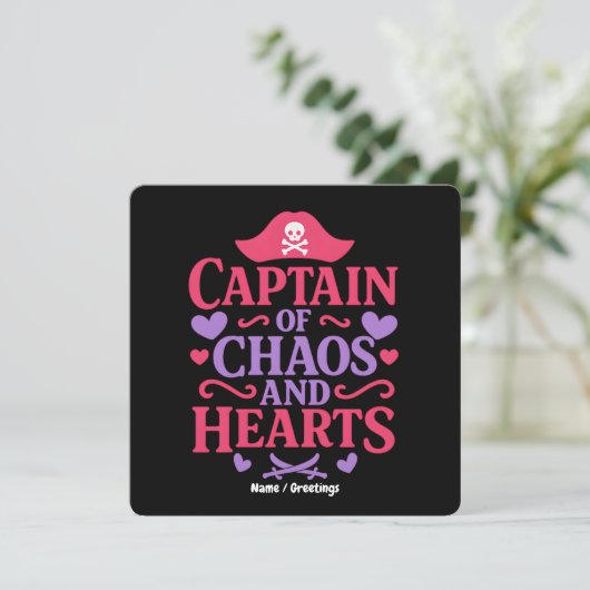 Captain of Chaos and Hearts Pirate Graphic Einladung (Stehend Vorderseite)
