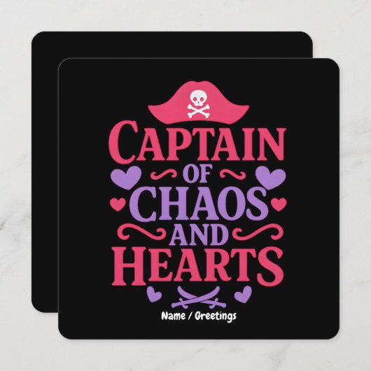 Captain of Chaos and Hearts Pirate Graphic Einladung (Vorne/Hinten)