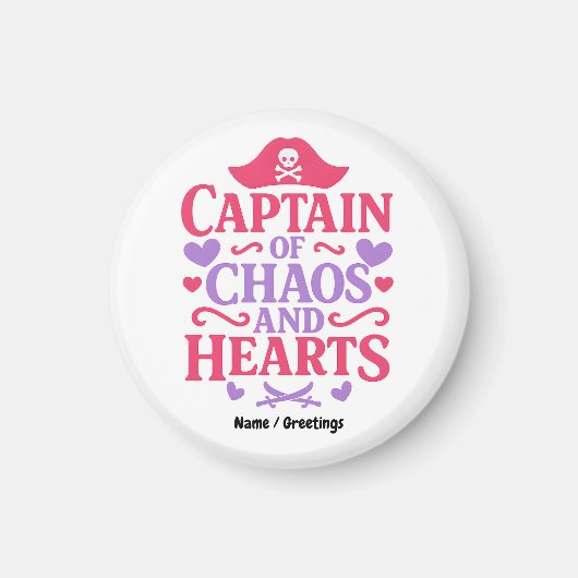 Captain of Chaos and Hearts Pirate Graphic Magnet (Vorne)