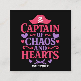 Captain of Chaos and Hearts Pirate Graphic Quadratische Visitenkarte
