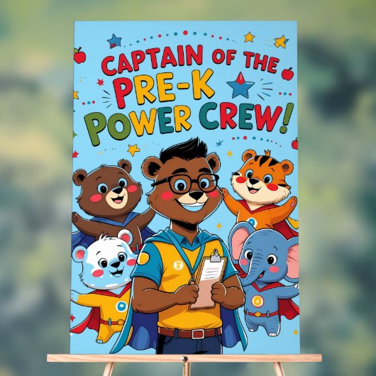"Captain of the Pre-K Power Crew – Classroom  Acrylschild (Neutral)