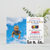 Captain One-derpants Einladung zum ersten Geburtst (Stehend Vorderseite)