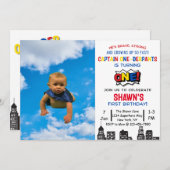 Captain One-derpants Einladung zum ersten Geburtst (Vorne/Hinten)