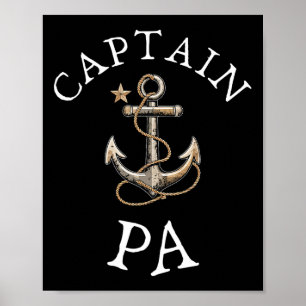 Captain Pa Boat Segelboot Vintager Ankerspass Poster
