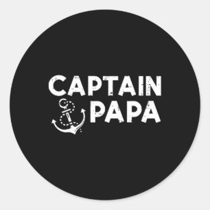 Captain Papa Boat Eigentümer Familienvater Tag Vat Runder Aufkleber