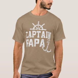 Captain Papa Pontoon Boot Angeln See Segeln  T-Shirt