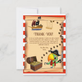 Captain Parrot Treasure Pirate Boy's Birthday Dankeskarte (Vorderseite)
