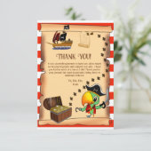 Captain Parrot Treasure Pirate Boy's Birthday Dankeskarte (Stehend Vorderseite)