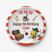 Captain Parrot Treasure Pirate Boy's Birthday Pappteller (Vorderseite)
