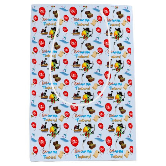 Captain Parrot Treasure Pirate Mittlere Geschenktüte (Vorderseite)