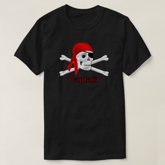 Captain Pirate Skull & Crossbones Mens T - Shirt B (Design vorne)