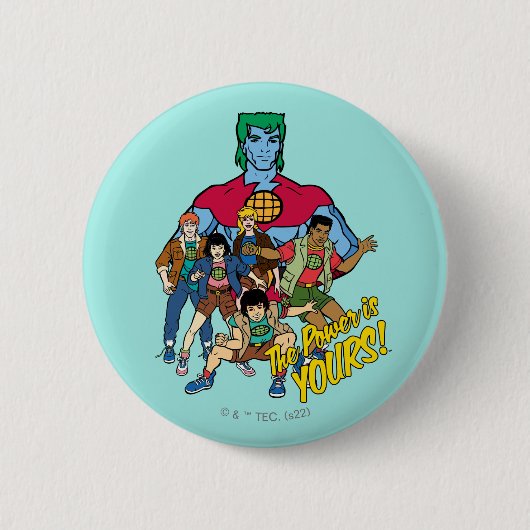 Captain Planet Group Graphic - Der Power ist deins Button (Vorderseite)